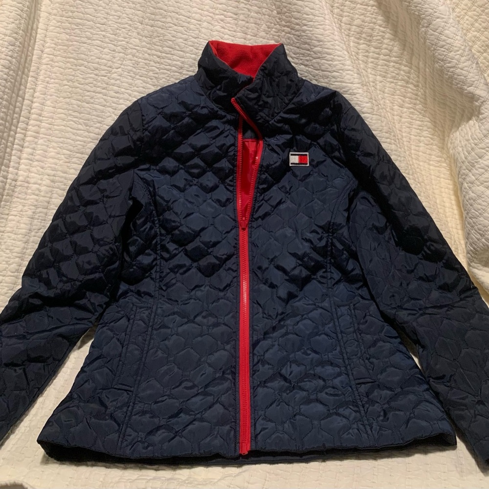 Tommy Hilfiger Navy and Red Quilted Puffer Jacket